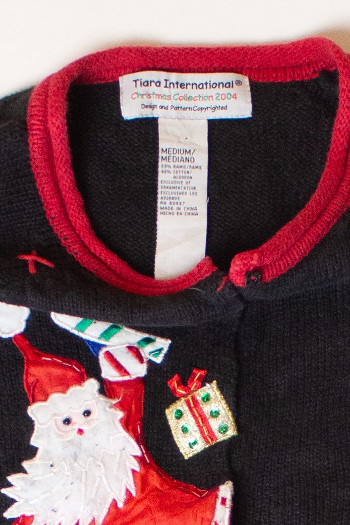 Vintage Peeking Santas Christmas Cardigan (2000s)