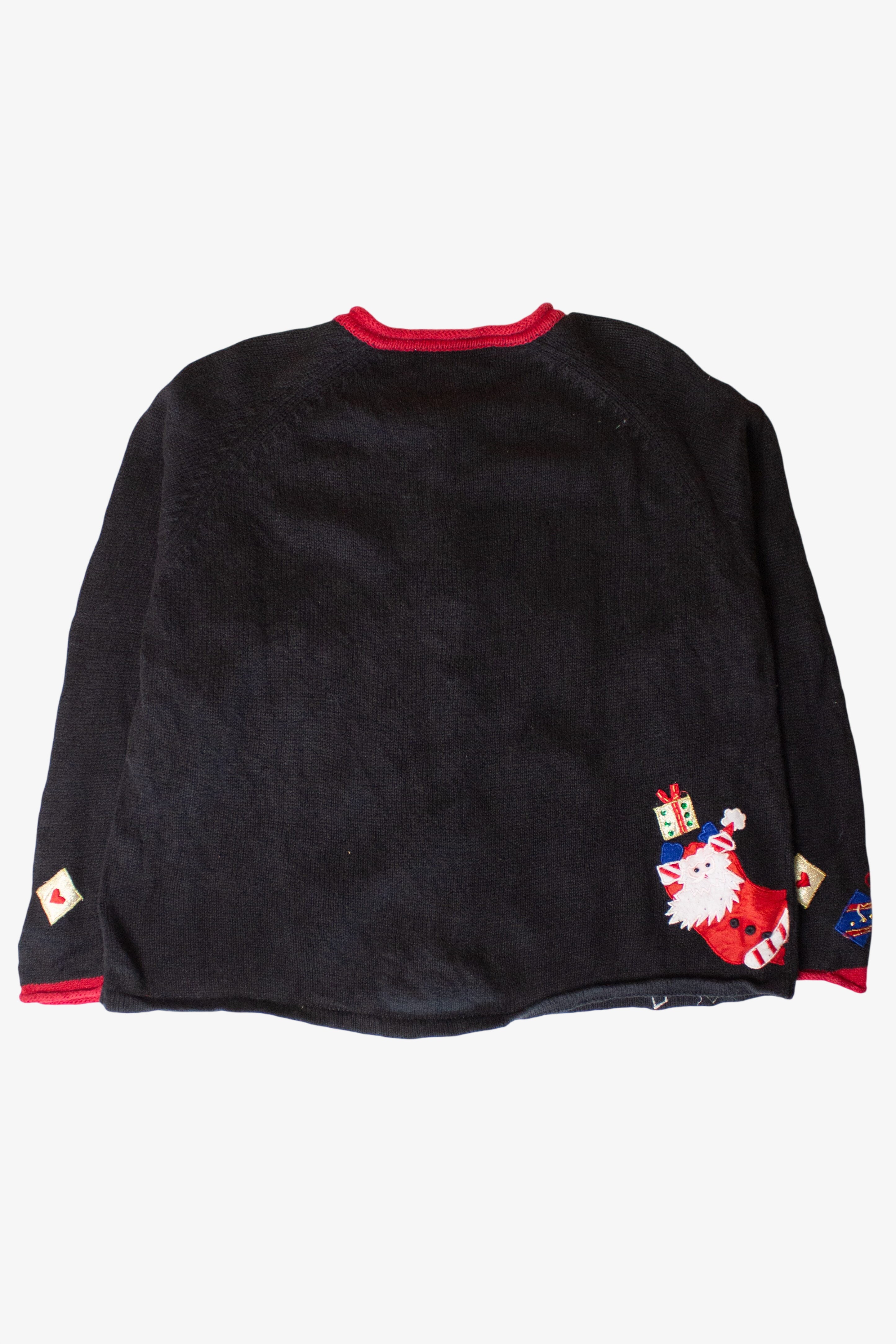Vintage Peeking Santas Christmas Cardigan (2000s)