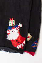 Vintage Peeking Santas Christmas Cardigan (2000s)