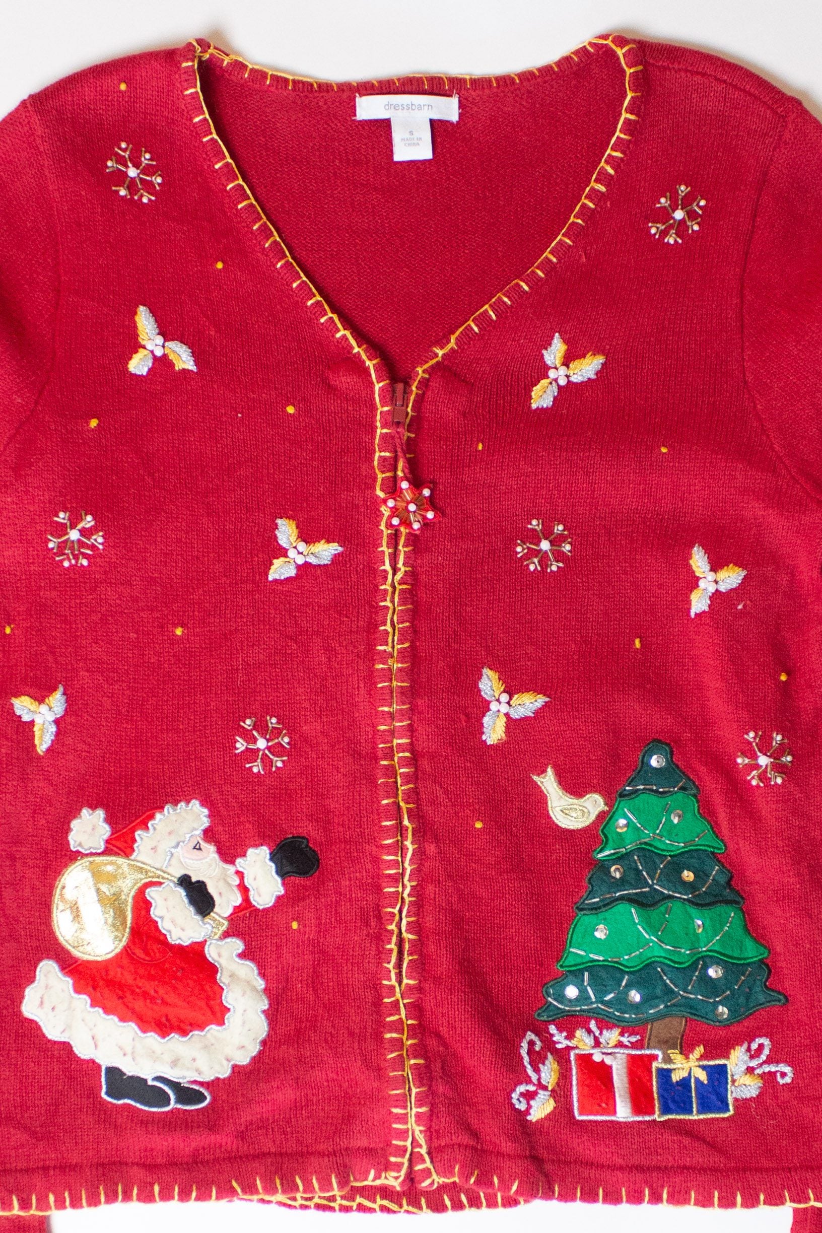 Vintage Santa & Tree Christmas Cardigan (2000s)