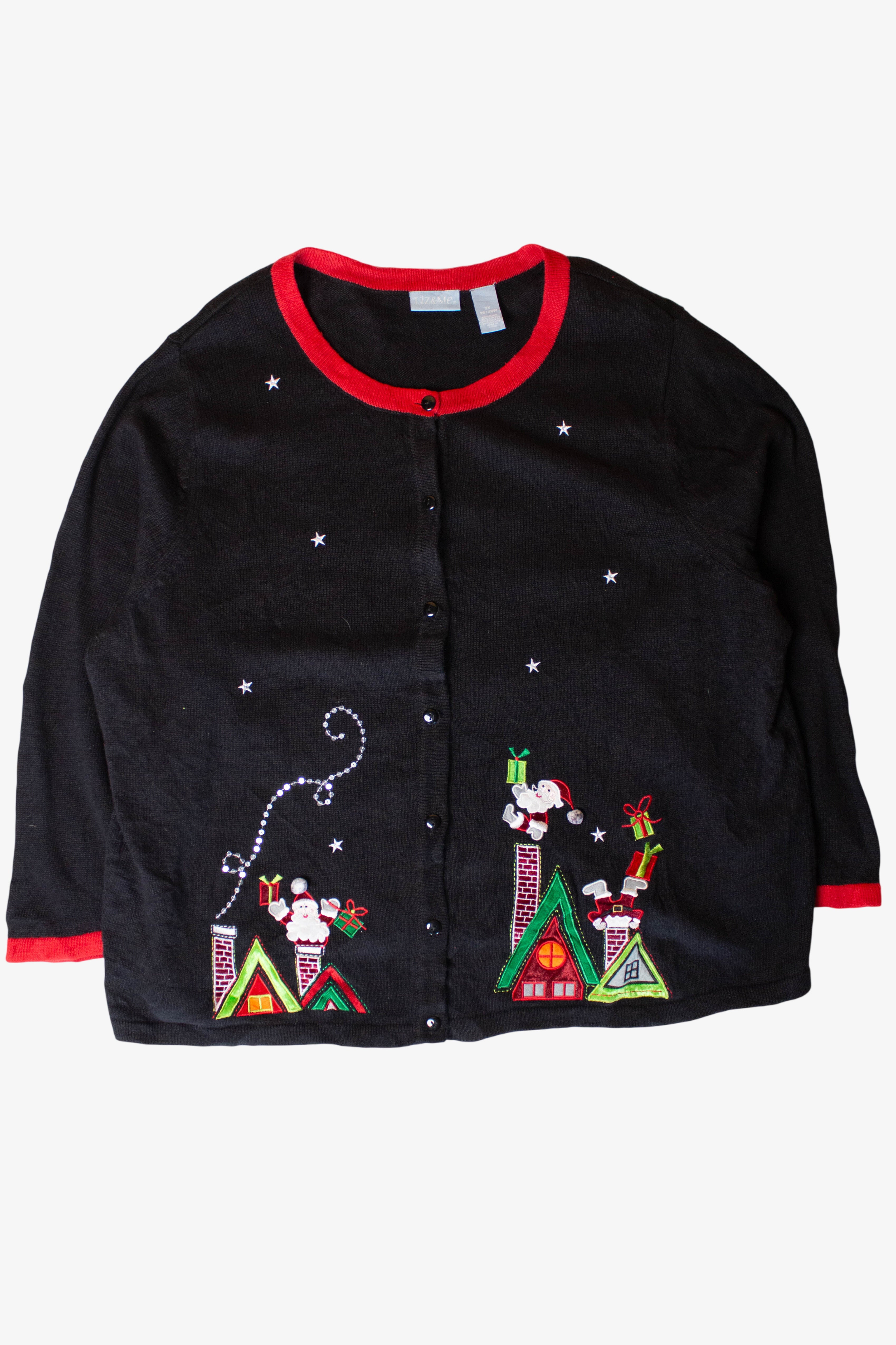 Vintage Rooftop Santas Ugly Christmas Cardigan (2000s)