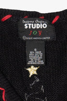 Vintage Black Designers Originals Studio Trees And Snowmen Ugly Christmas Cardigan (1990s)