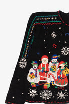 Vintage Black Designers Originals Studio Caroling Line Up Ugly Christmas Cardigan (1990s)