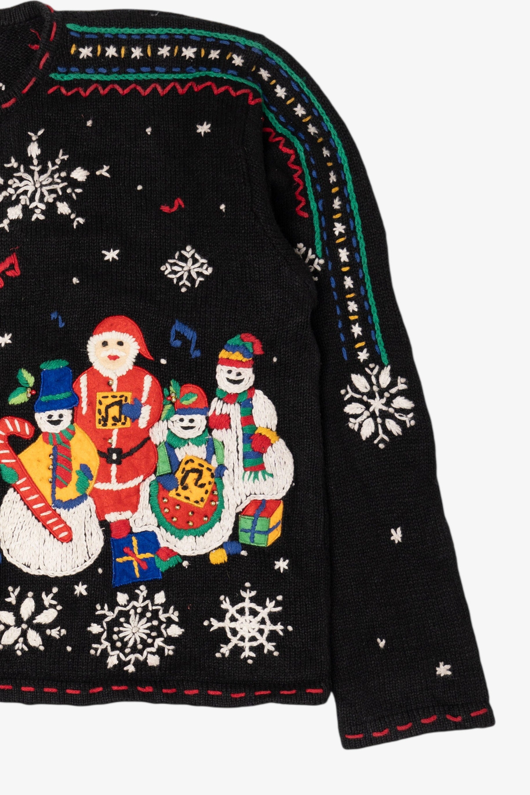 Vintage Black Designers Originals Studio Caroling Line Up Ugly Christmas Cardigan (1990s)