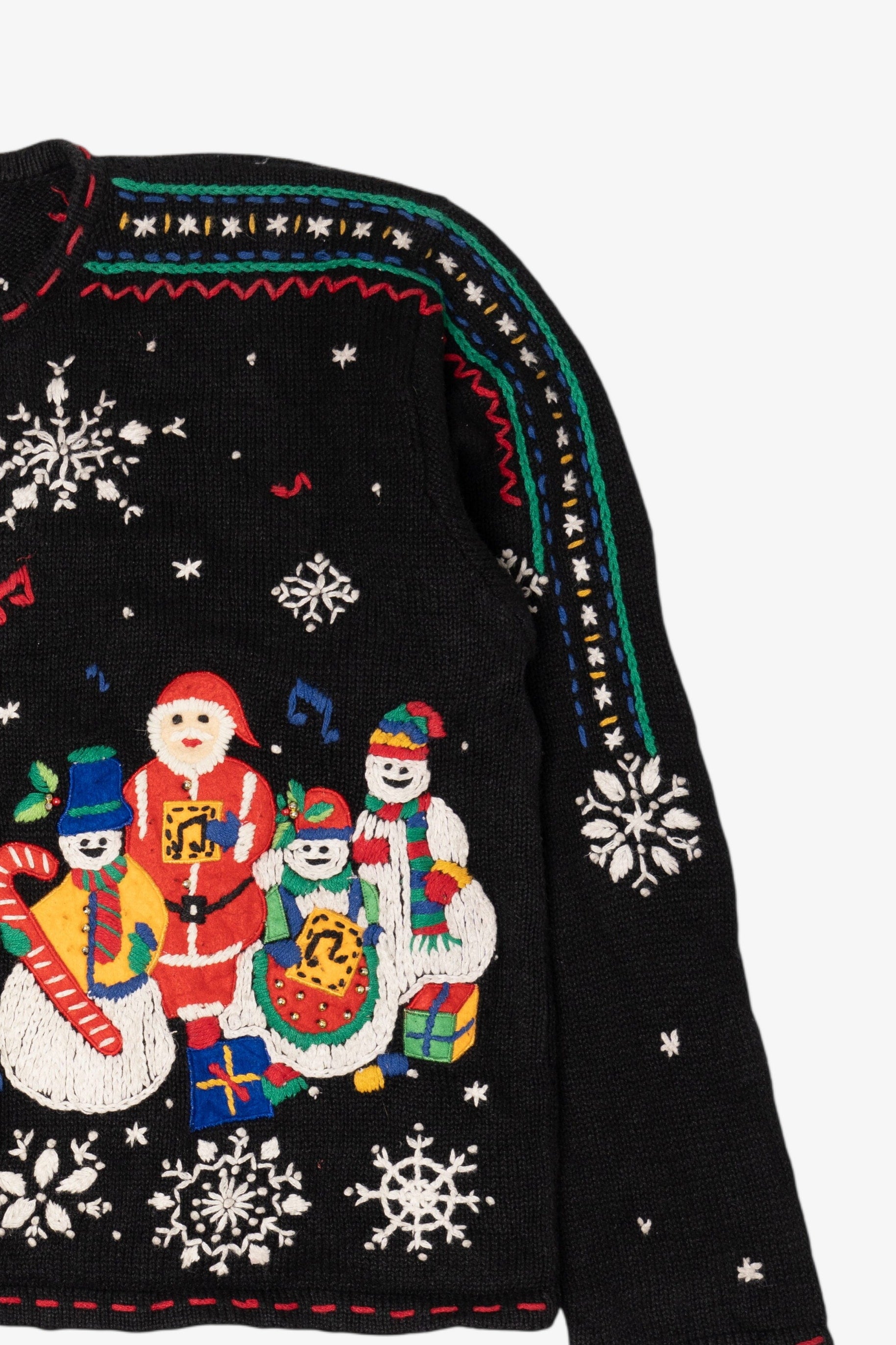 Vintage Black Designers Originals Studio Caroling Line Up Ugly Christmas Cardigan (1990s)