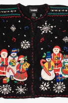 Vintage Black Designers Originals Studio Caroling Line Up Ugly Christmas Cardigan (1990s)