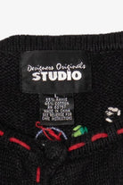 Vintage Black Designers Originals Studio Caroling Line Up Ugly Christmas Cardigan (1990s)