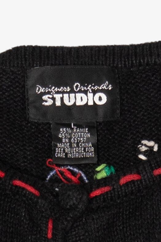 Vintage Black Designers Originals Studio Caroling Line Up Ugly Christmas Cardigan (1990s)