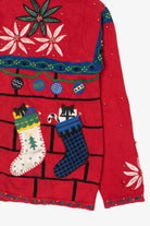 Vintage Red Hampshire Studio Stockings Ugly Christmas Cardigan (1990s)