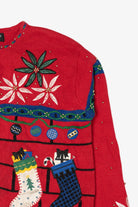 Vintage Red Hampshire Studio Stockings Ugly Christmas Cardigan (1990s)