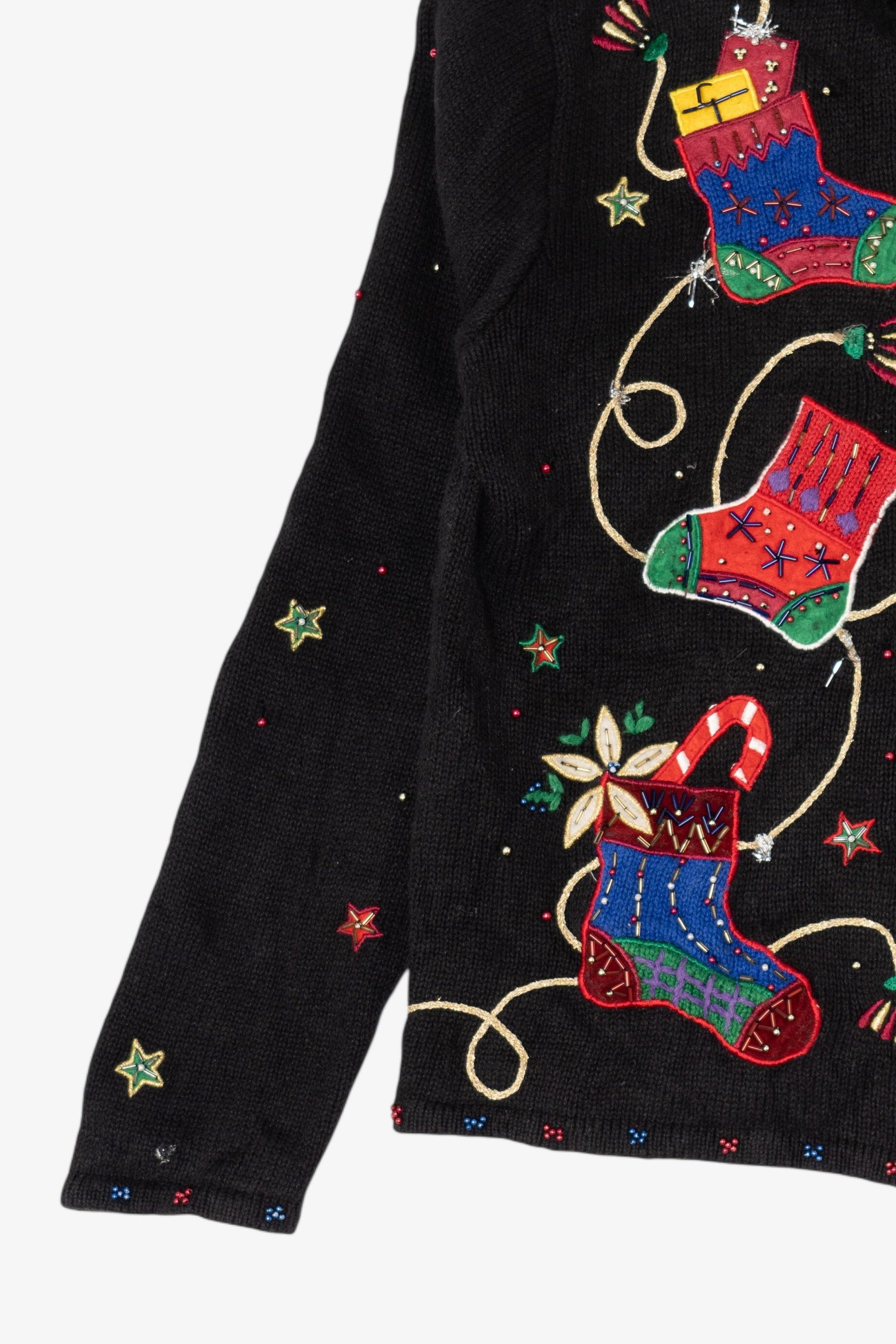 Vintage Black Designers Originals Studio Stockings Ugly Christmas Cardigan (1990s)