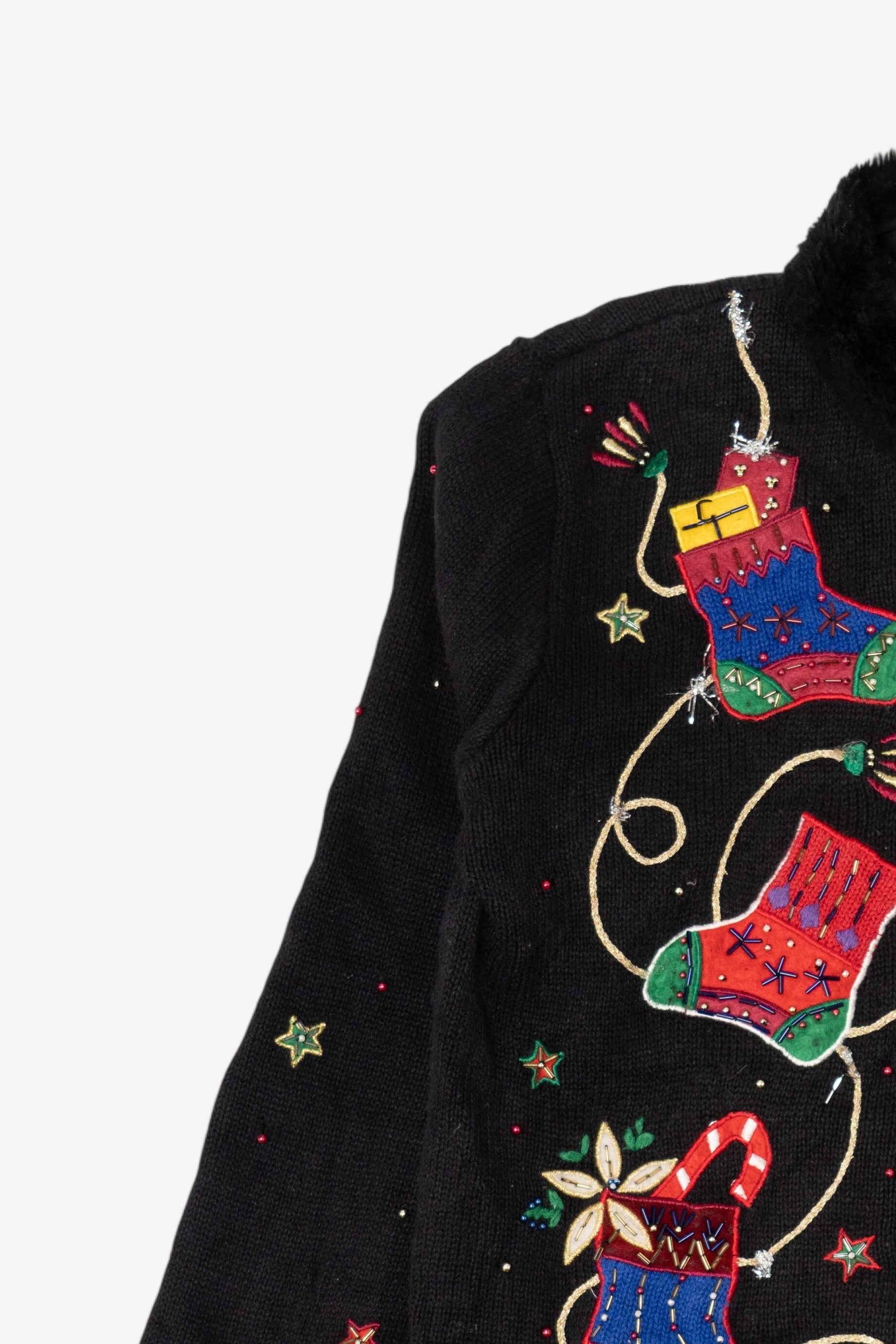 Vintage Black Designers Originals Studio Stockings Ugly Christmas Cardigan (1990s)