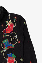 Vintage Black Designers Originals Studio Stockings Ugly Christmas Cardigan (1990s)