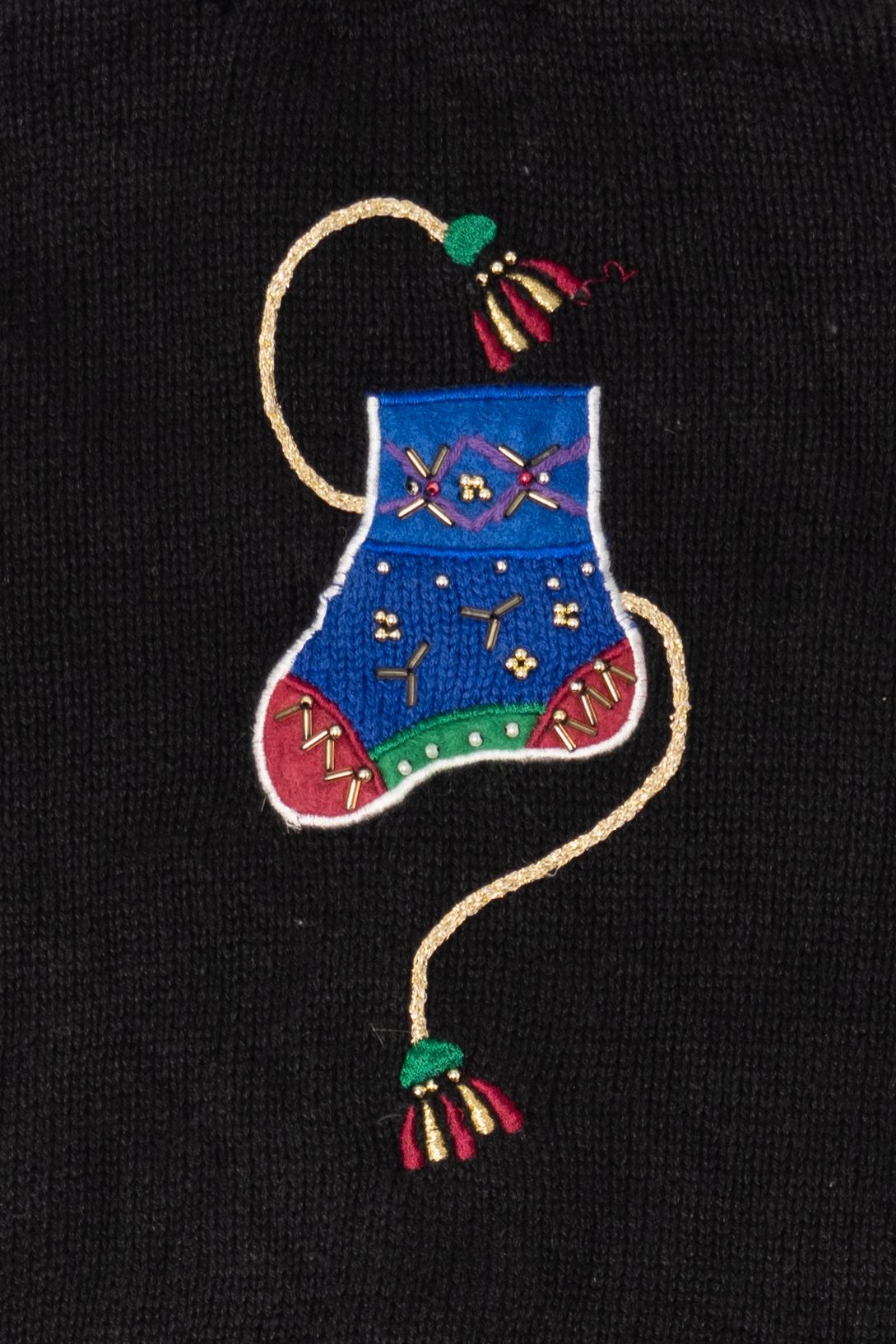 Vintage Black Designers Originals Studio Stockings Ugly Christmas Cardigan (1990s)