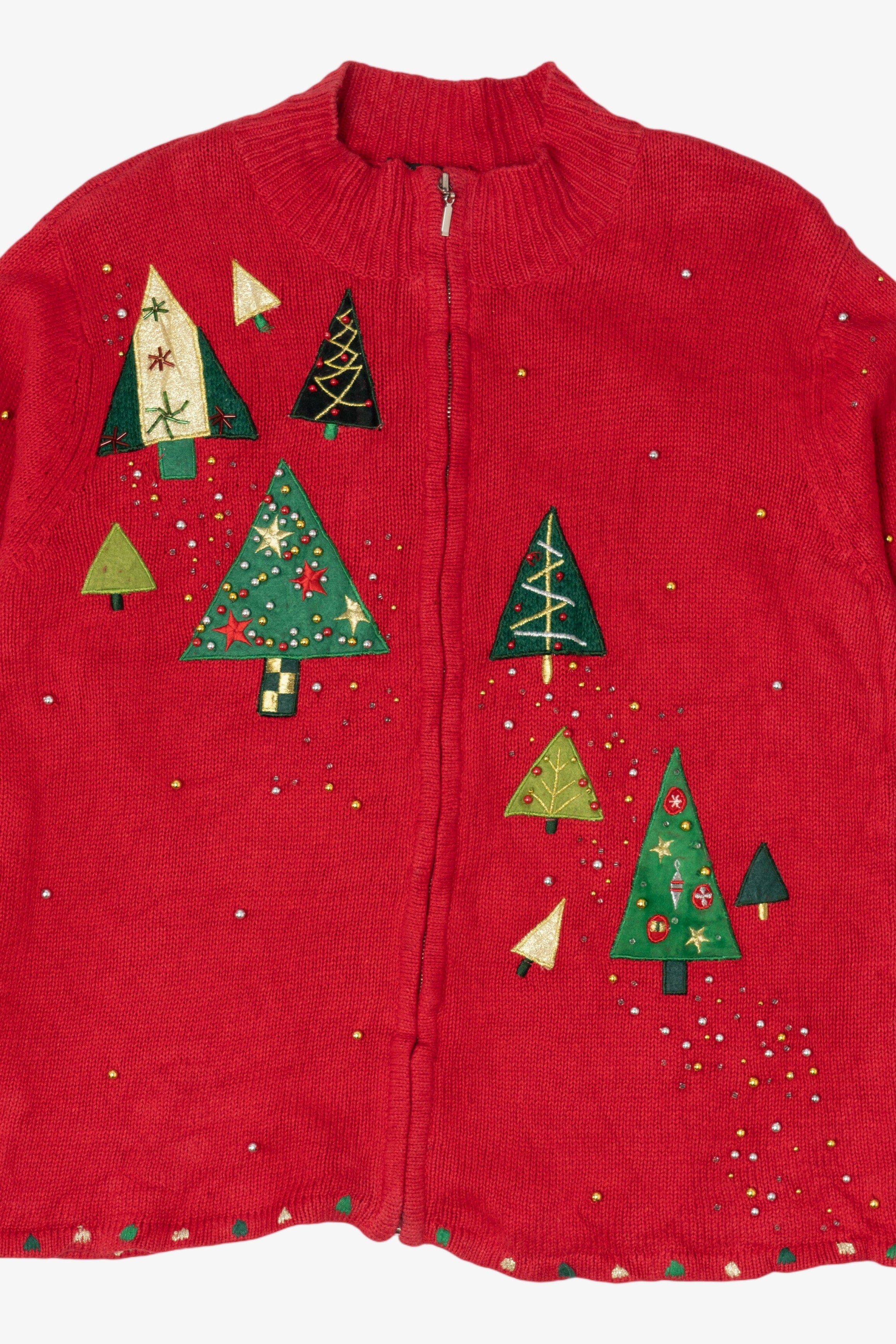 Vintage Red Designers Originals Studio Trees Ugly Christmas Cardigan (2000s)