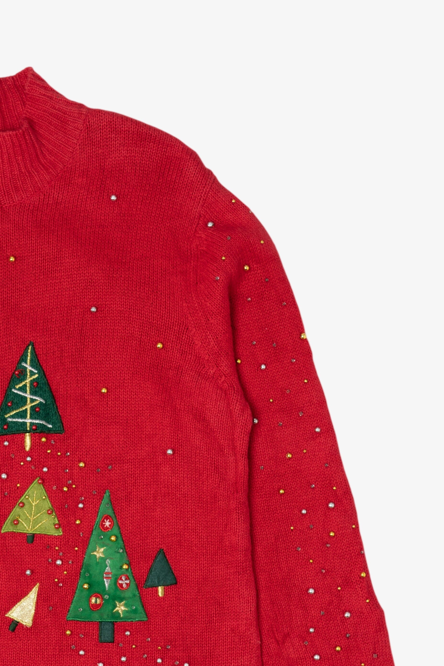 Vintage Red Designers Originals Studio Trees Ugly Christmas Cardigan (2000s)