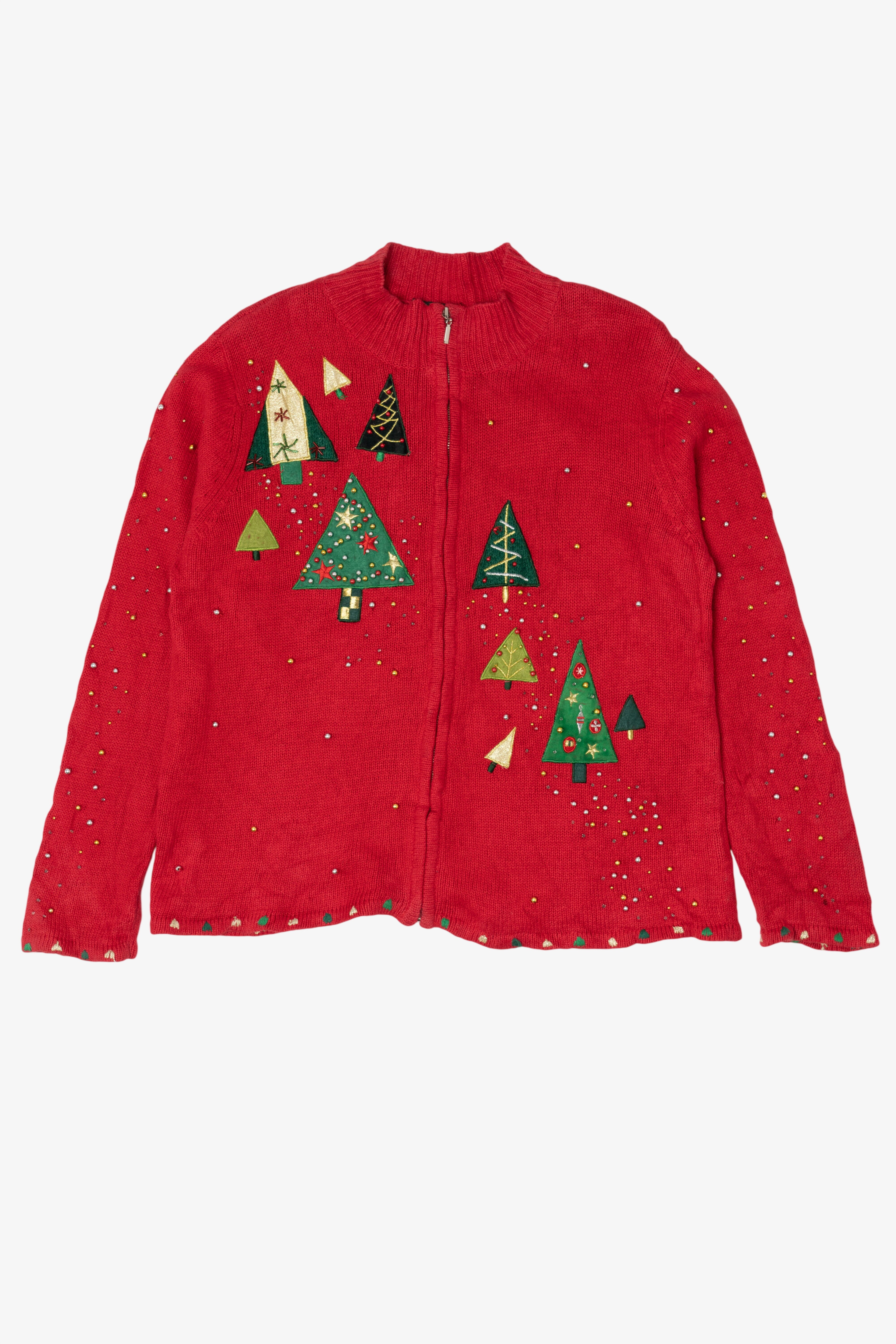Vintage Red Designers Originals Studio Trees Ugly Christmas Cardigan (2000s)