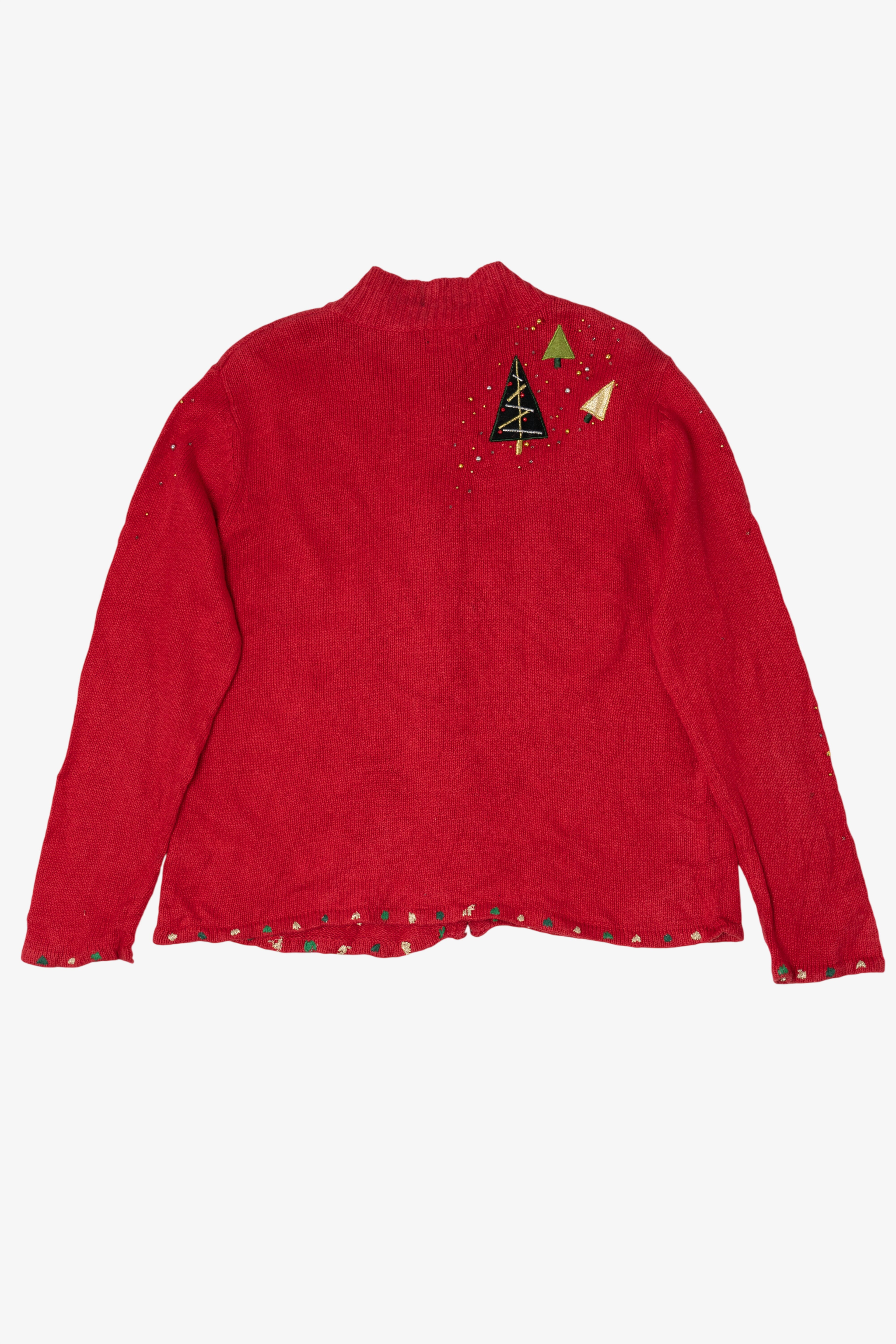 Vintage Red Designers Originals Studio Trees Ugly Christmas Cardigan (2000s)