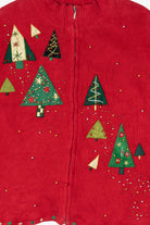 Vintage Red Designers Originals Studio Trees Ugly Christmas Cardigan (2000s)