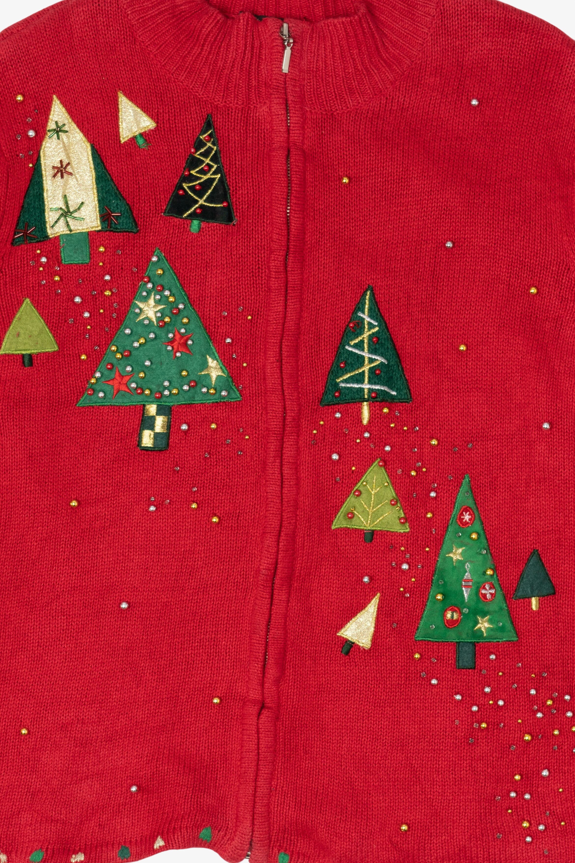 Vintage Red Designers Originals Studio Trees Ugly Christmas Cardigan (2000s)