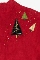 Vintage Red Designers Originals Studio Trees Ugly Christmas Cardigan (2000s)