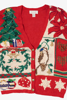 Vintage Red Petite Sophisticate Ugly Christmas Cardigan (1990s)
