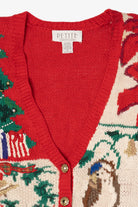 Vintage Red Petite Sophisticate Ugly Christmas Cardigan (1990s)