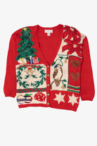 Vintage Red Petite Sophisticate Ugly Christmas Cardigan (1990s)