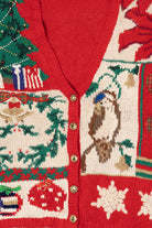 Vintage Red Petite Sophisticate Ugly Christmas Cardigan (1990s)