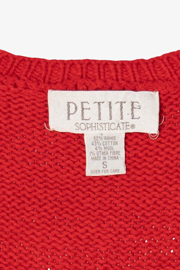Vintage Red Petite Sophisticate Ugly Christmas Cardigan (1990s)