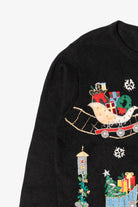 Vintage Black Victoria Jones Presents On Train Ugly Christmas Cardigan (1990s)