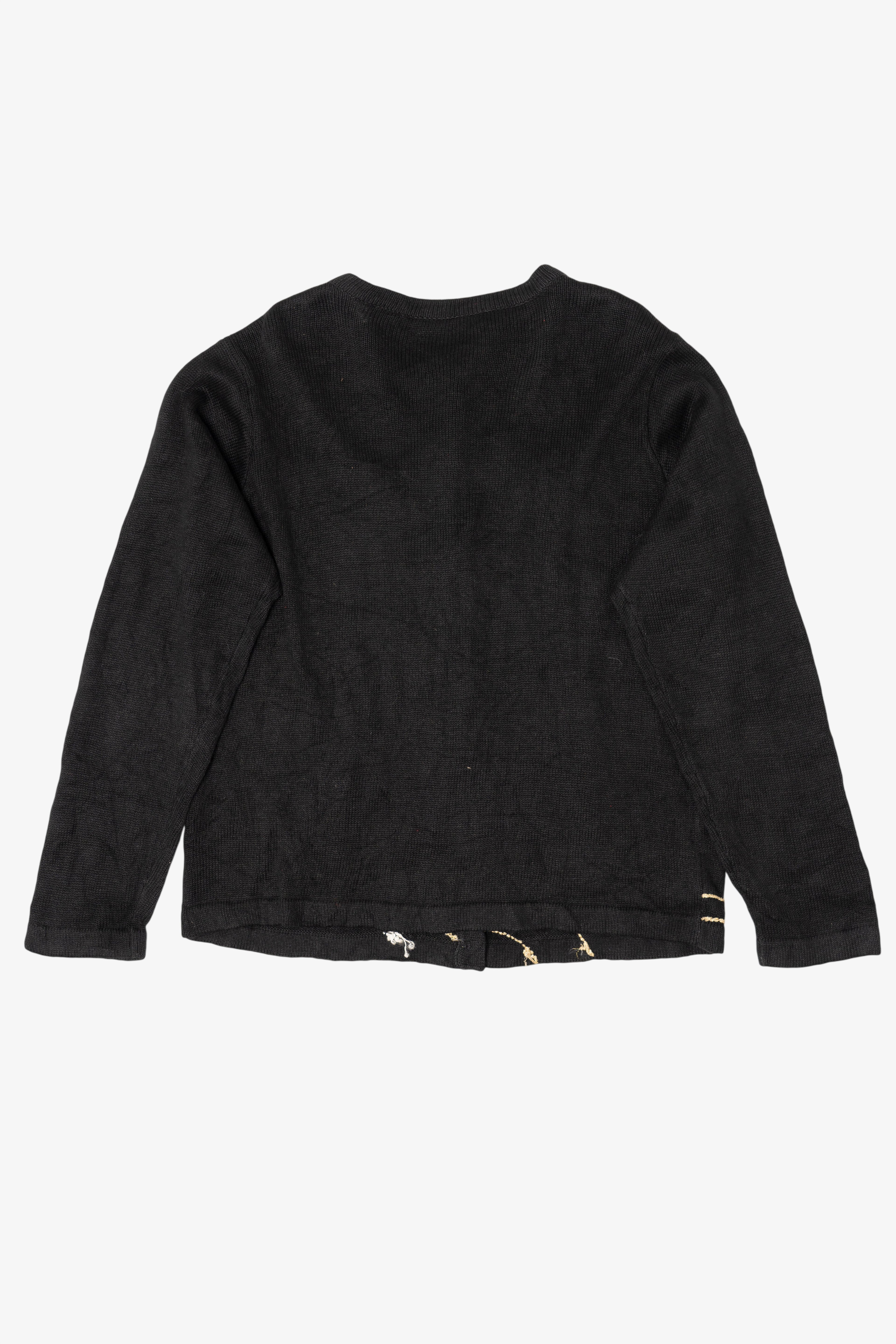 Vintage Black Victoria Jones Presents On Train Ugly Christmas Cardigan (1990s)