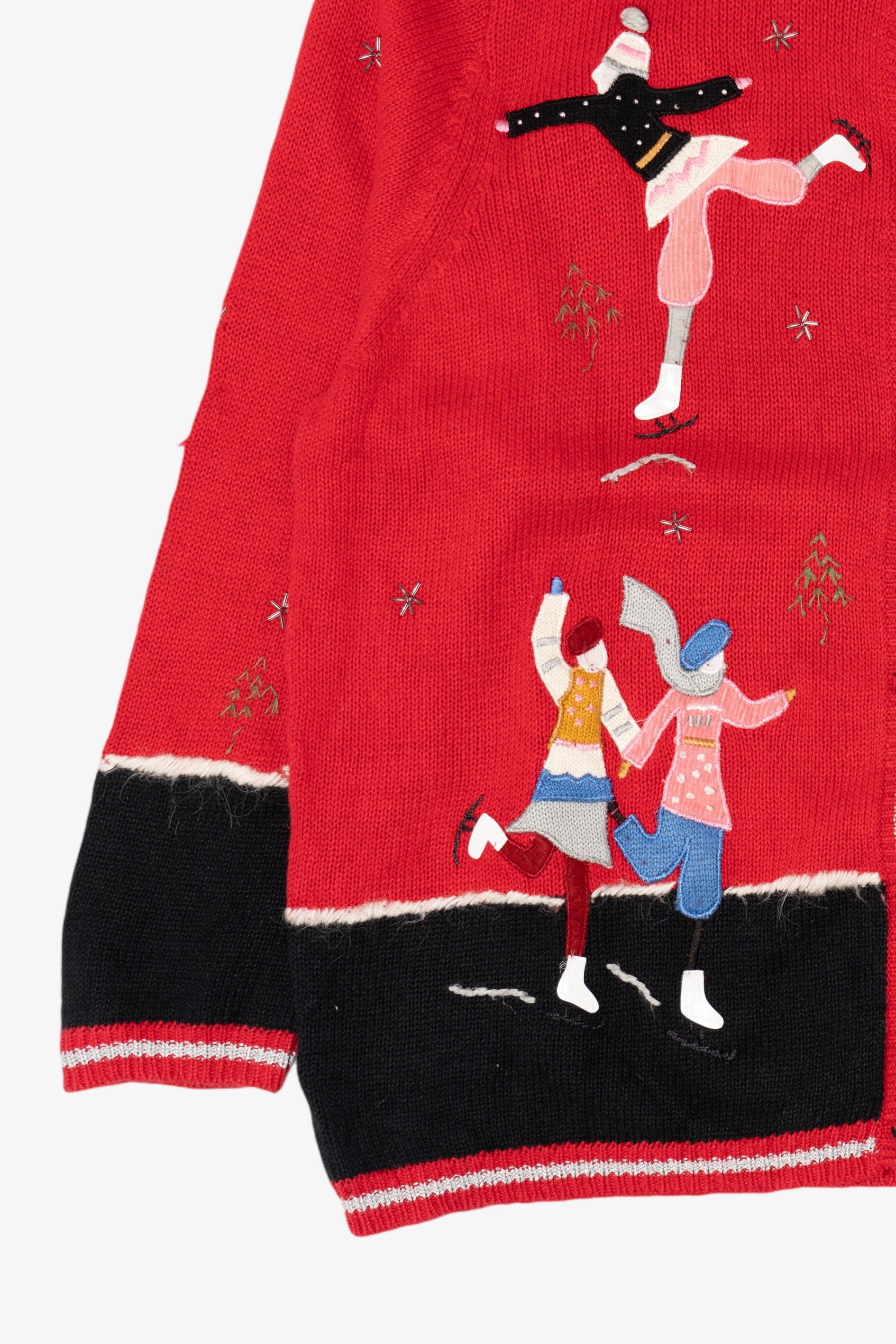 Vintage Red Extra Point Ice Skating Ugly Christmas Cardigan (2000s)