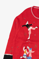 Vintage Red Extra Point Ice Skating Ugly Christmas Cardigan (2000s)