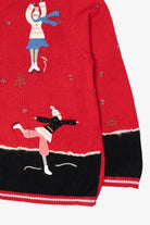 Vintage Red Extra Point Ice Skating Ugly Christmas Cardigan (2000s)