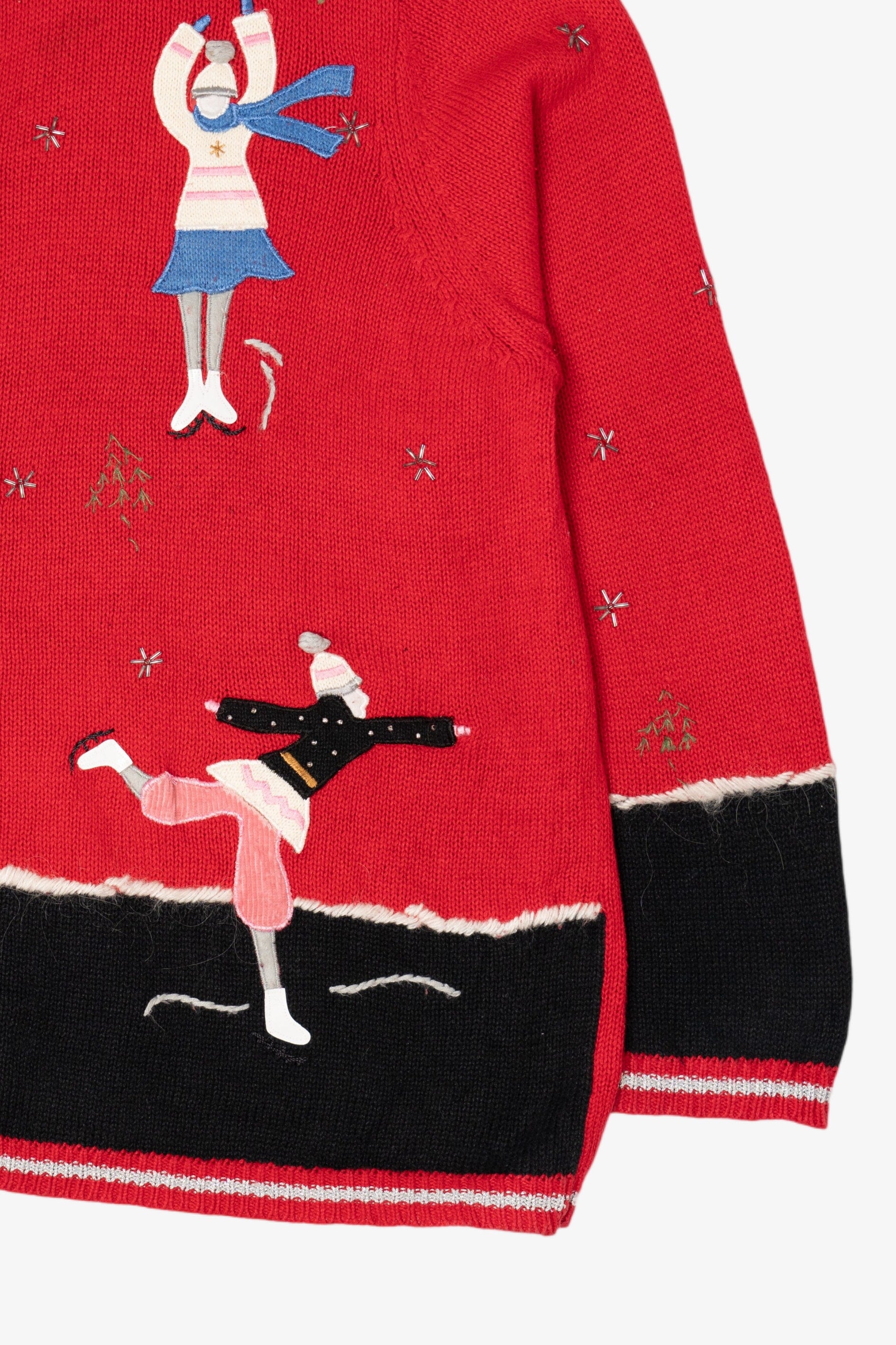 Vintage Red Extra Point Ice Skating Ugly Christmas Cardigan (2000s)