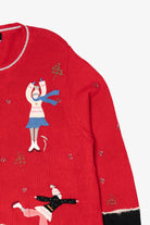 Vintage Red Extra Point Ice Skating Ugly Christmas Cardigan (2000s)
