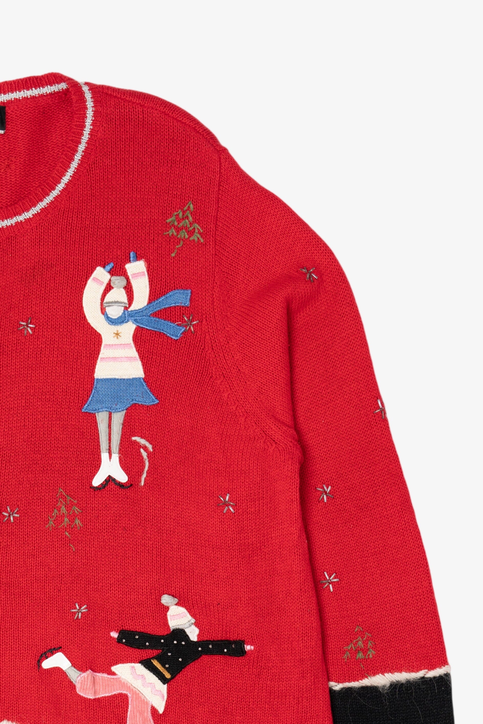 Vintage Red Extra Point Ice Skating Ugly Christmas Cardigan (2000s)