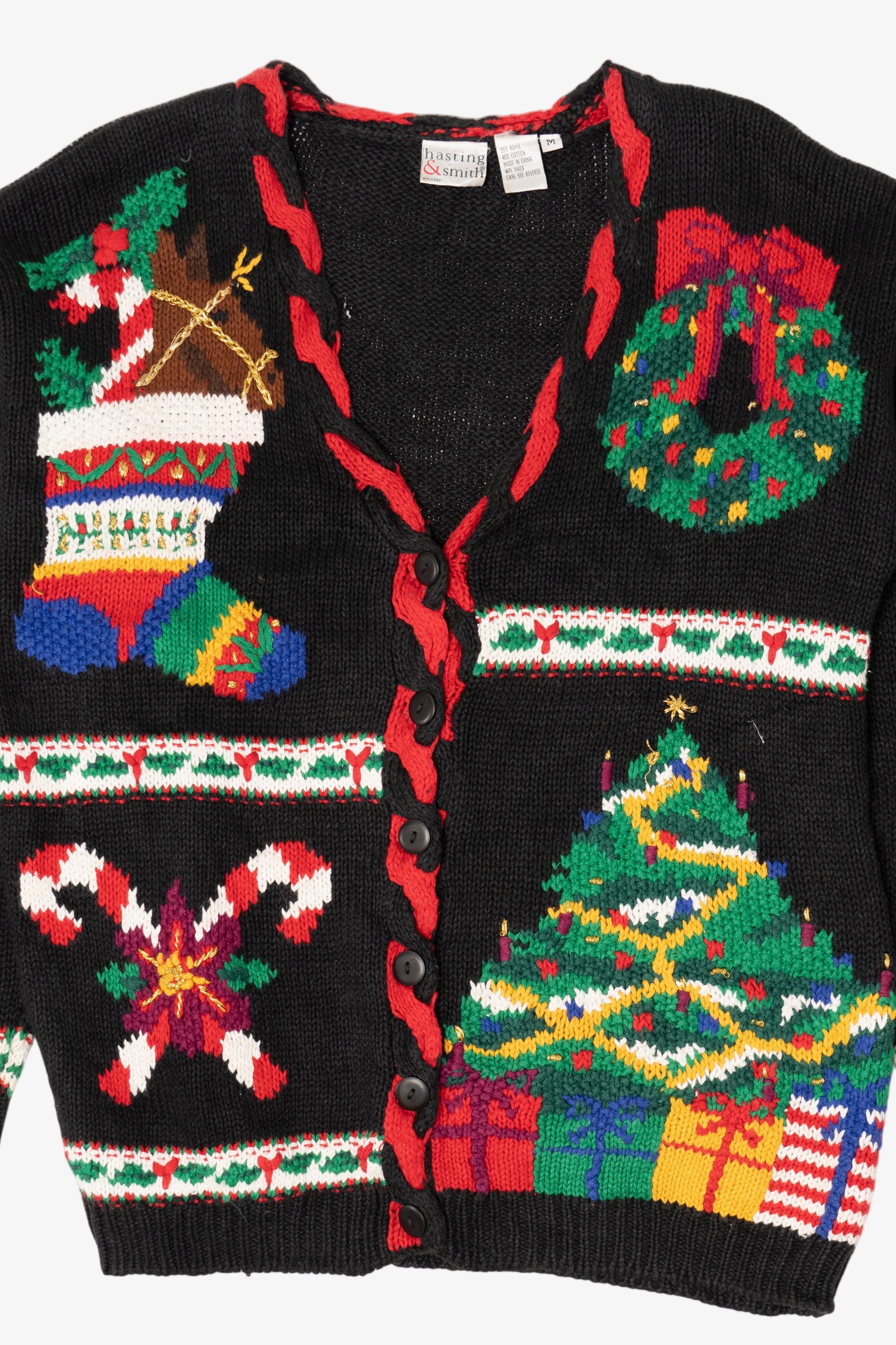 Vintage Black Hasting & Smith Ugly Christmas Cardigan (1990s)