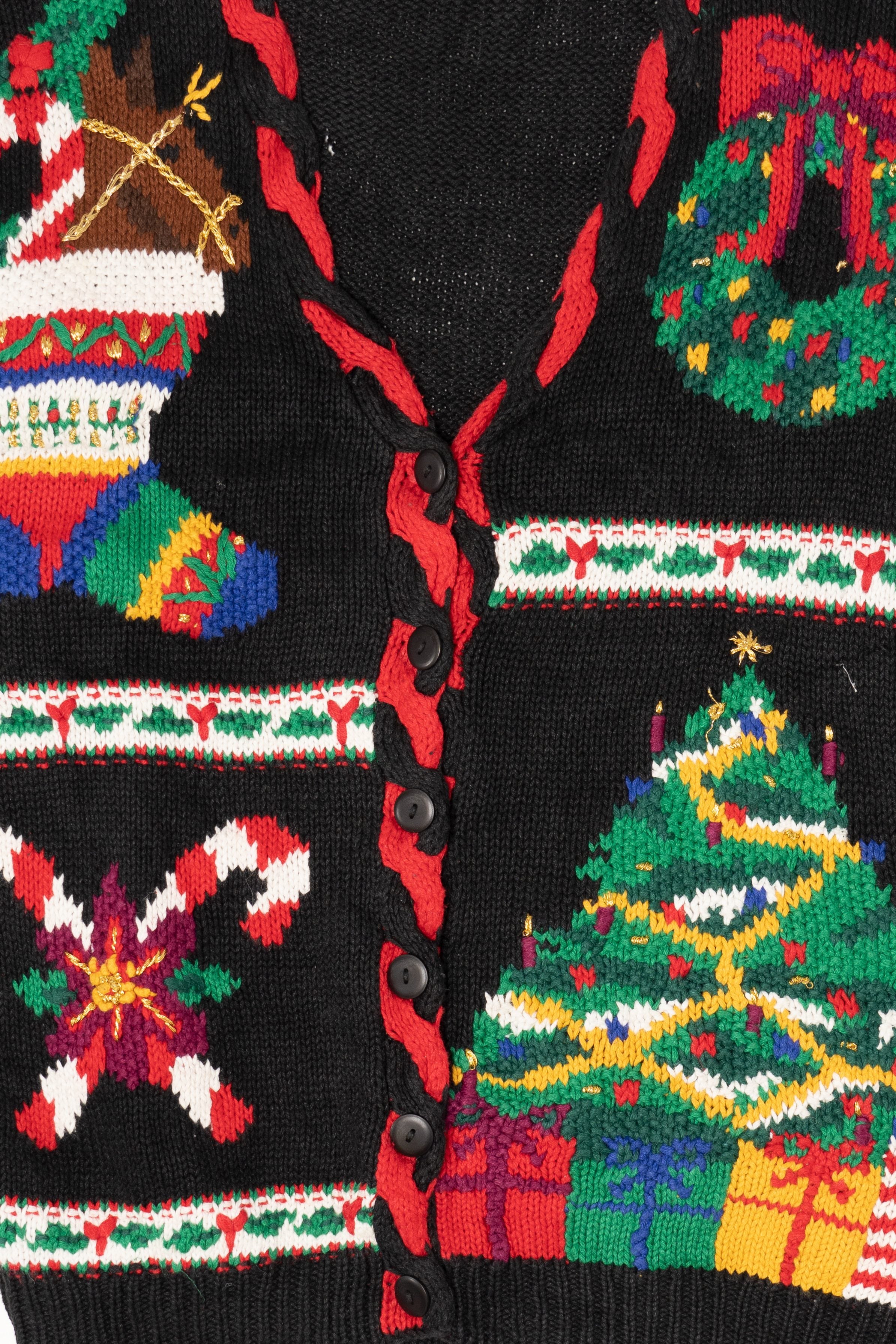 Vintage Black Hasting & Smith Ugly Christmas Cardigan (1990s)