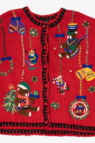 Vintage Red Designers Originals Studio Teddy Bears Ugly Christmas Cardigan (1990s)