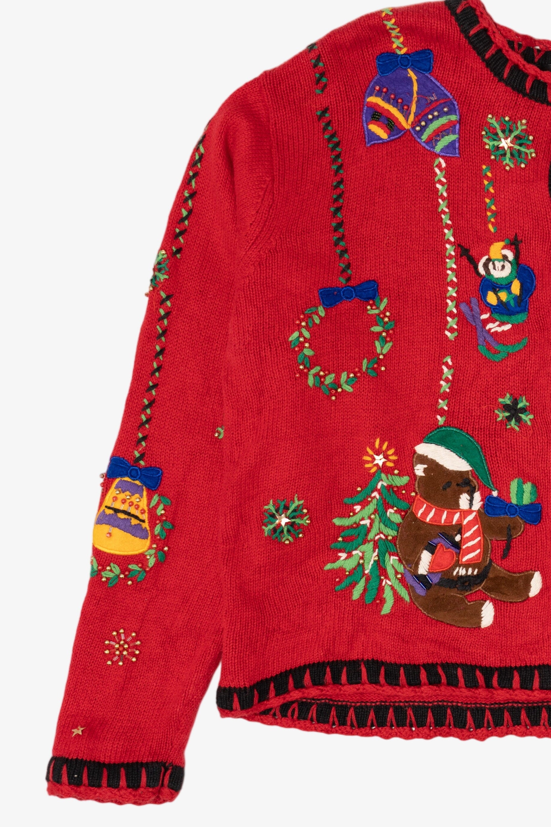 Vintage Red Designers Originals Studio Teddy Bears Ugly Christmas Cardigan (1990s)