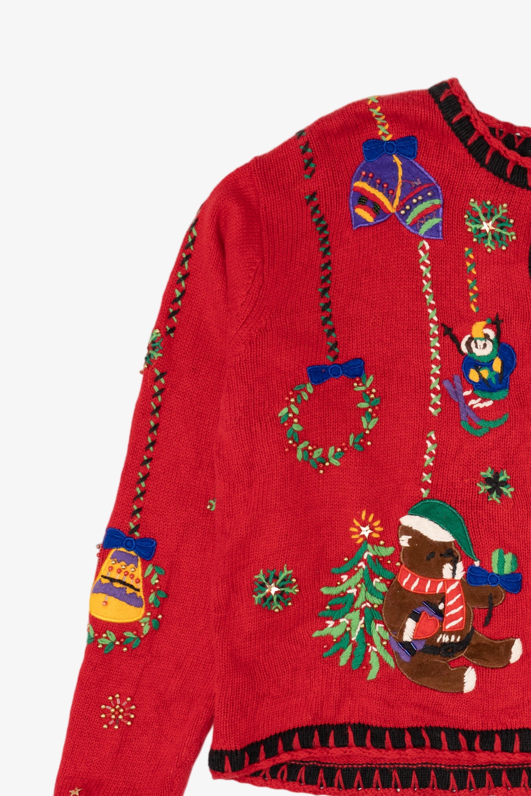 Vintage Red Designers Originals Studio Teddy Bears Ugly Christmas Cardigan (1990s)