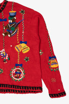 Vintage Red Designers Originals Studio Teddy Bears Ugly Christmas Cardigan (1990s)