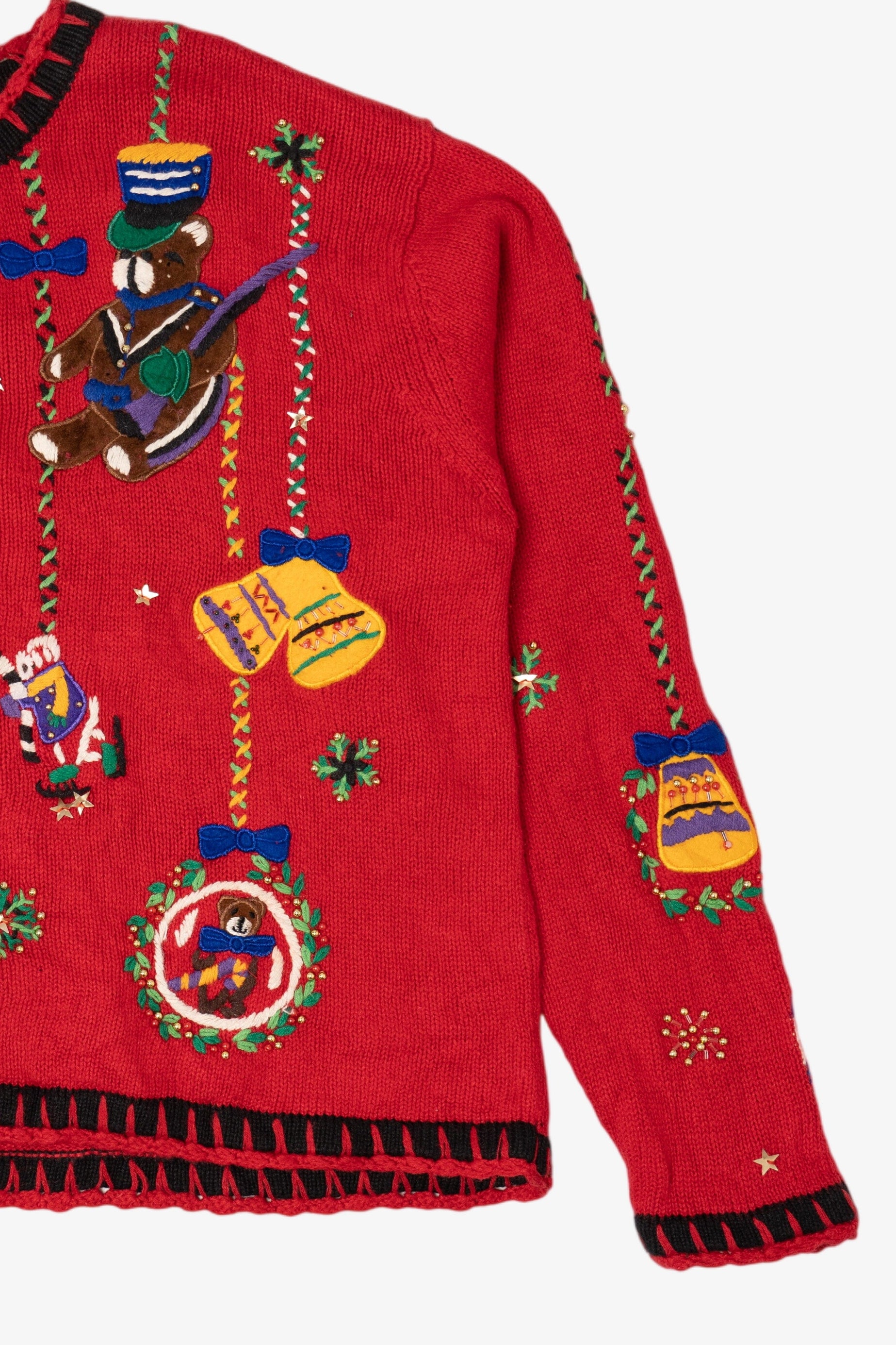 Vintage Red Designers Originals Studio Teddy Bears Ugly Christmas Cardigan (1990s)