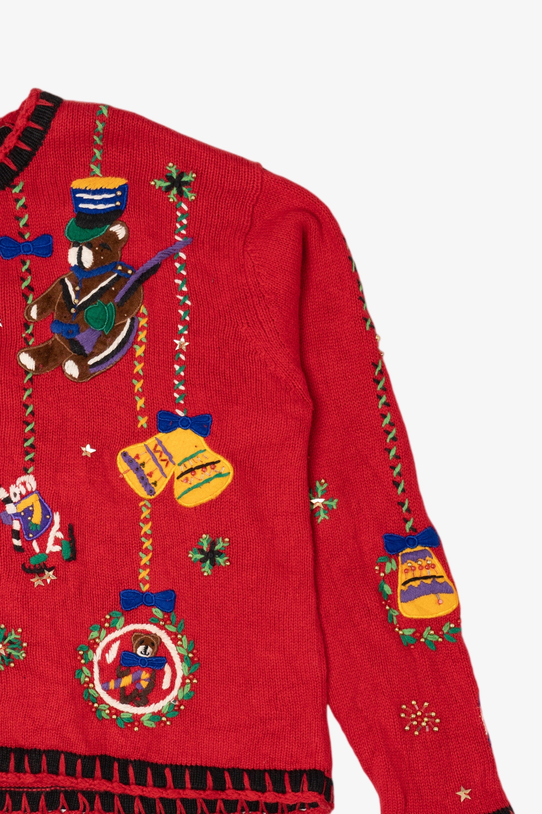 Vintage Red Designers Originals Studio Teddy Bears Ugly Christmas Cardigan (1990s)