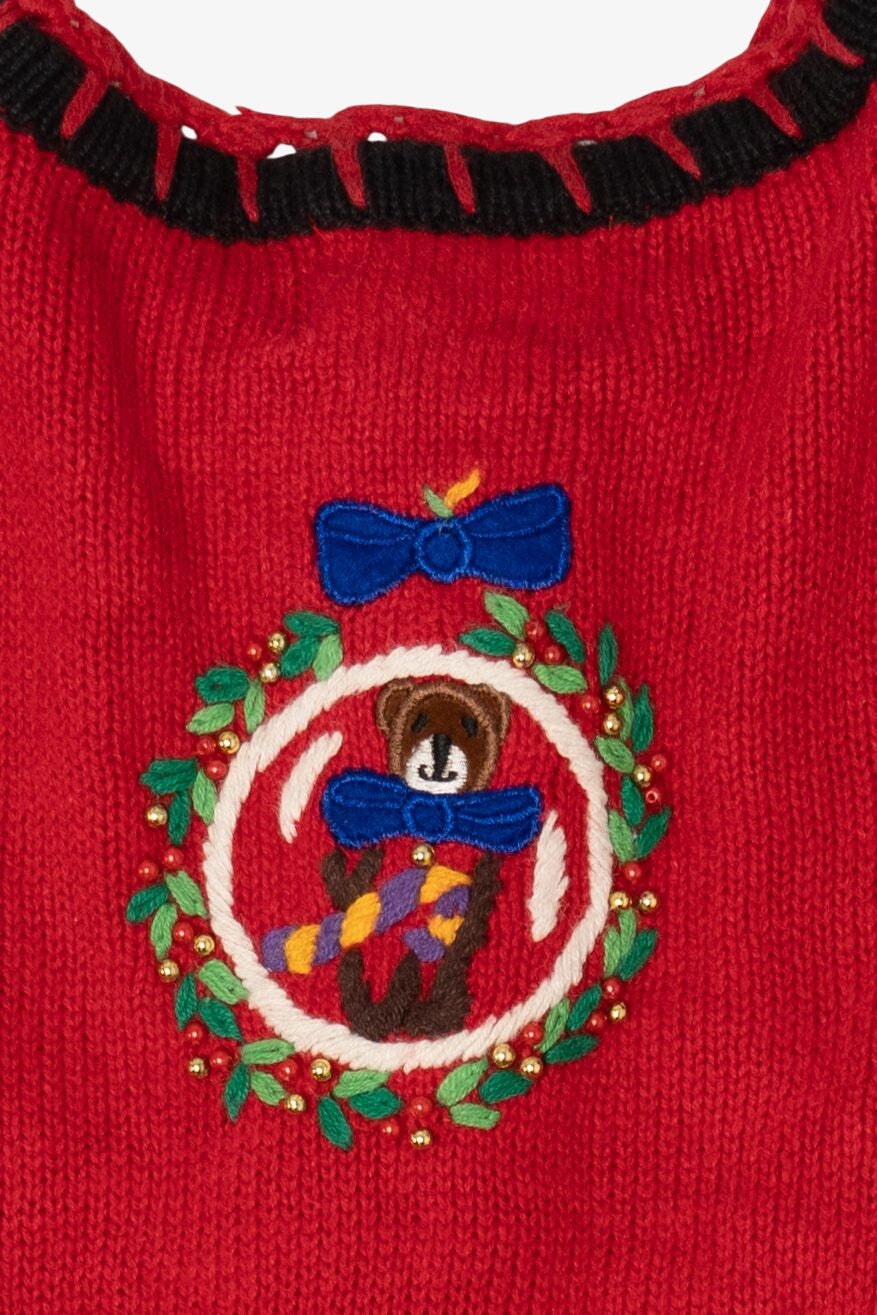 Vintage Red Designers Originals Studio Teddy Bears Ugly Christmas Cardigan (1990s)