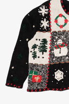 Vintage Black Designers Originals Studio Squares Ugly Christmas Cardigan (1990s)