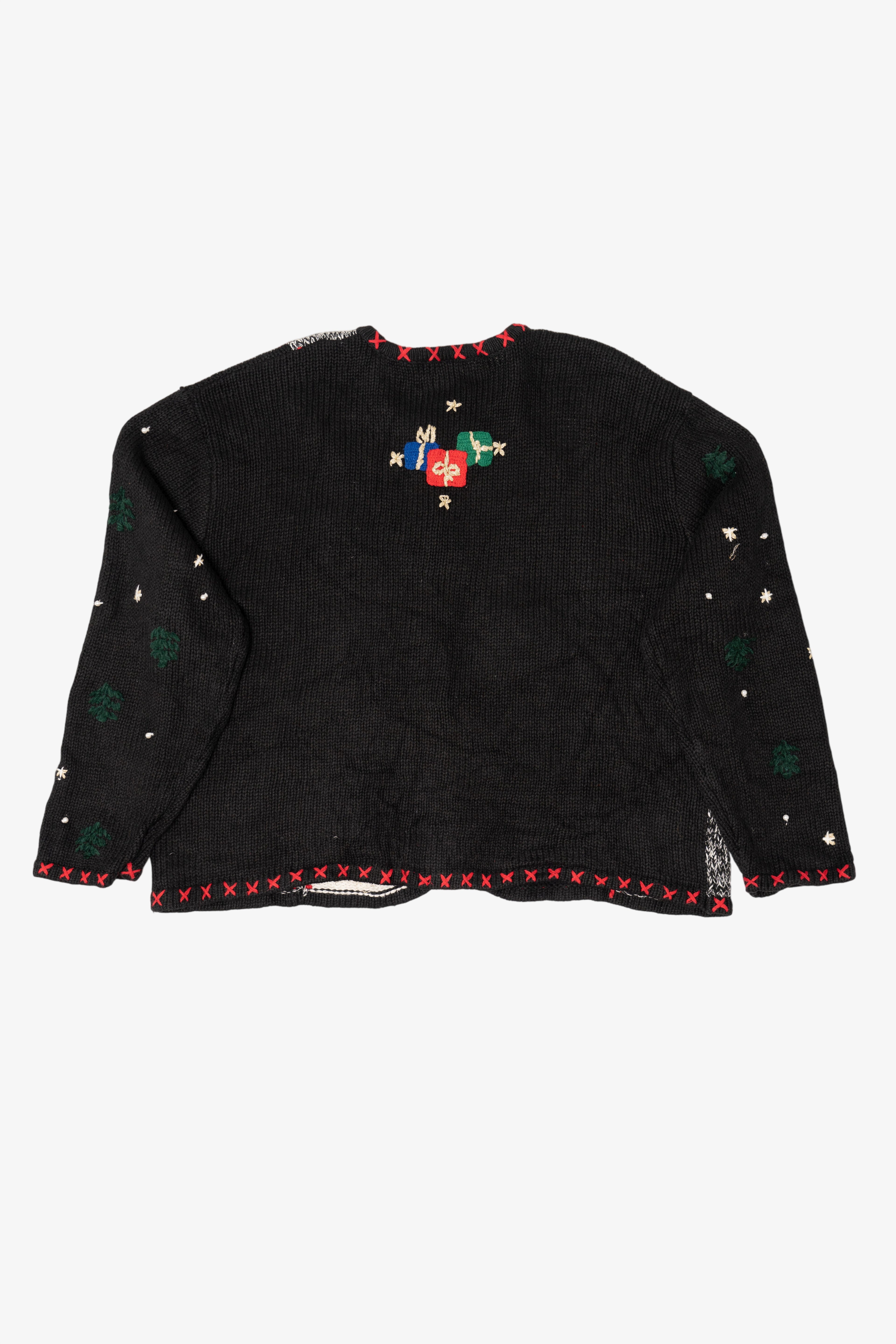 Vintage Black Designers Originals Studio Squares Ugly Christmas Cardigan (1990s)