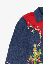 Vintage Blue Tiara International Cowboy Santa Ugly Christmas Cardigan (2000s)